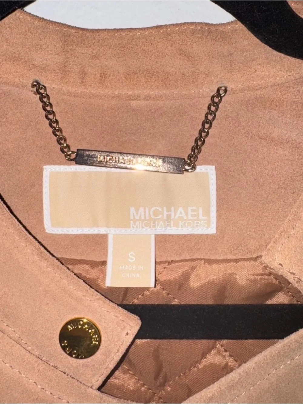 Michael Kors Camel Leather Moto Jacket Size S